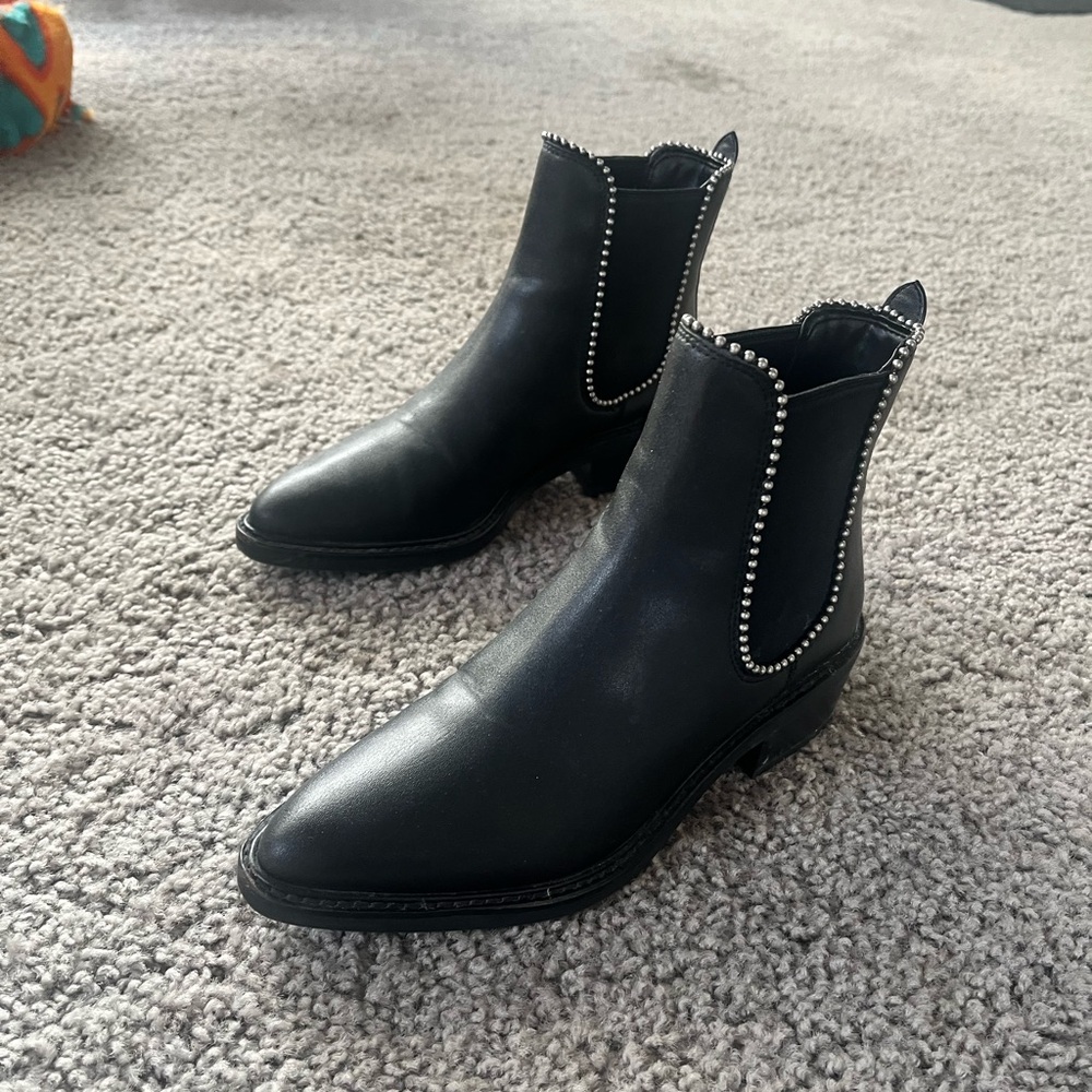 Coach Bowery Leather Black Ankle Boots